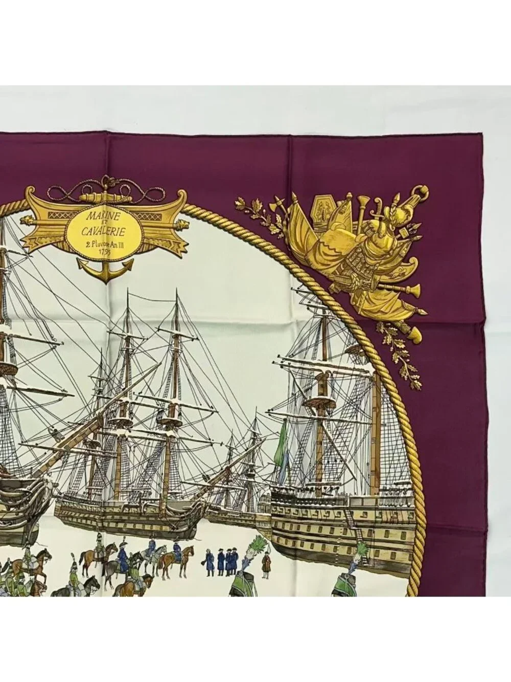 Hermes Scarf Silk Marine Et Cavalerie Sea and Cavalry - Picture 5 of 9